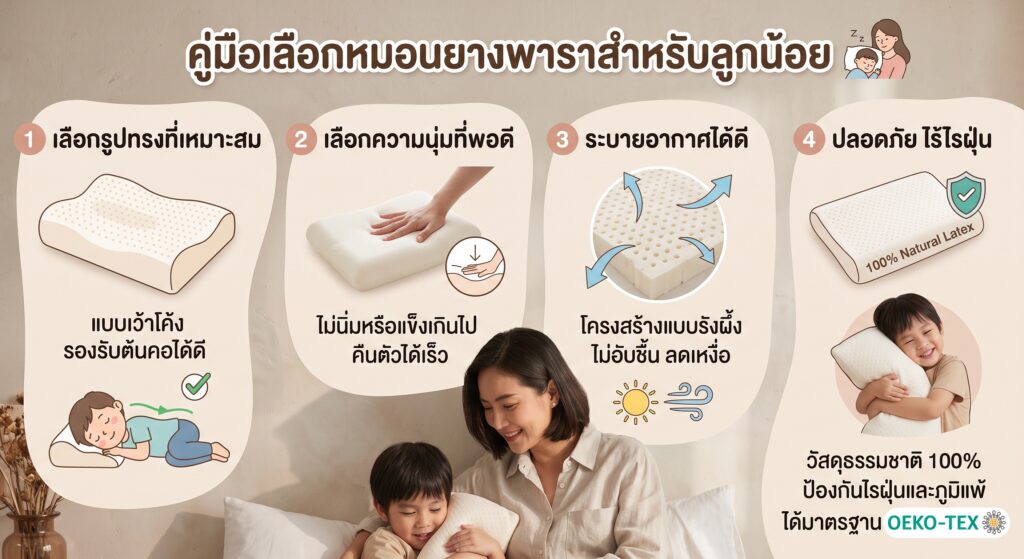 วิธีเลือกหมอนยางพาราสำหรับเด็ก