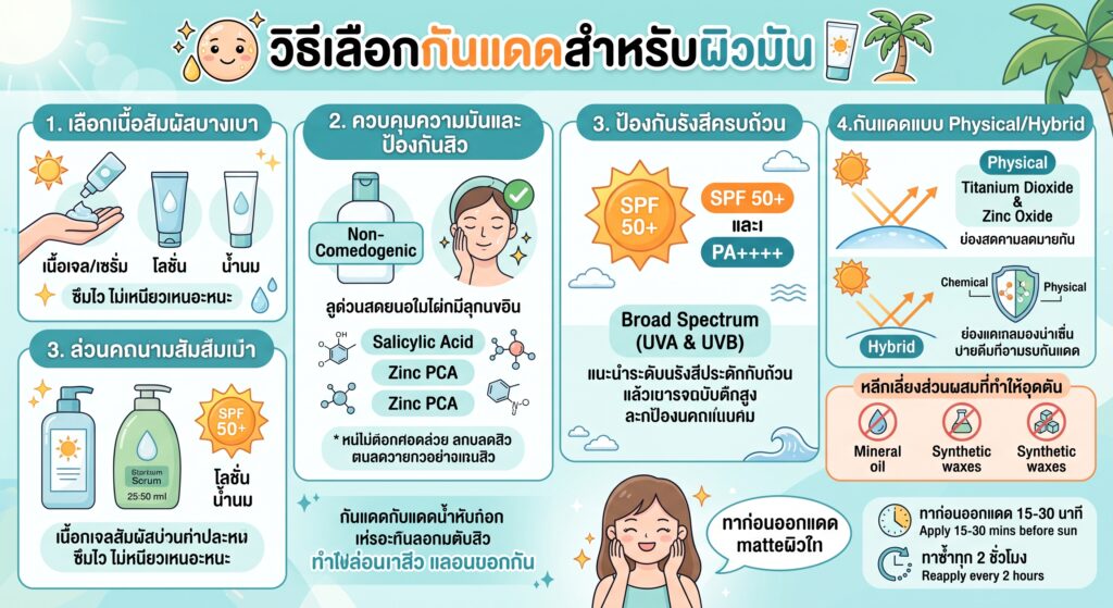 วิธีเลือกกันแดดสำหรับผิวมัน